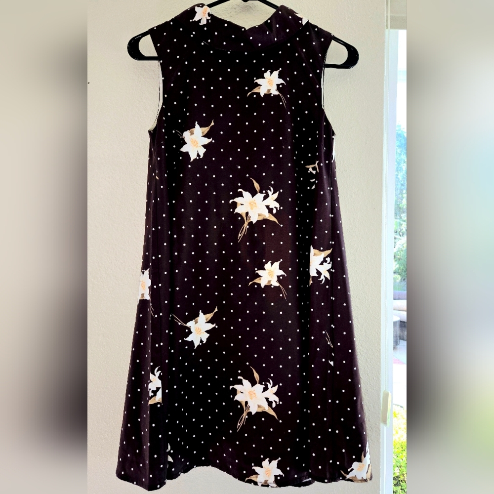 Floral Polka Dot Sleeveless Dress